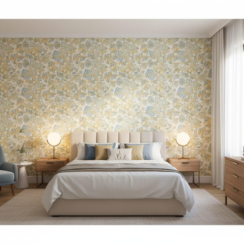 La Cinta Lemon/Blue — Bedroom Room Setting