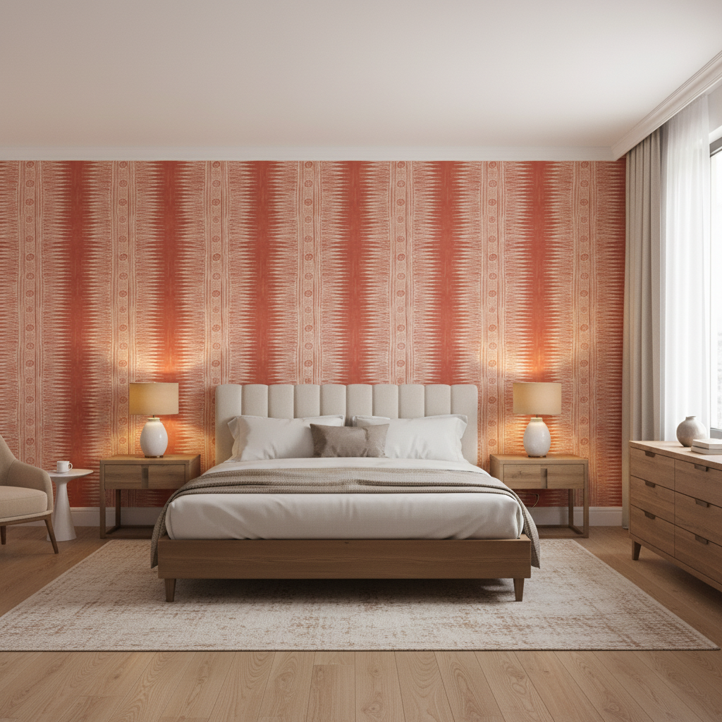 Indian Zag burnt sienna — Bedroom Room Setting