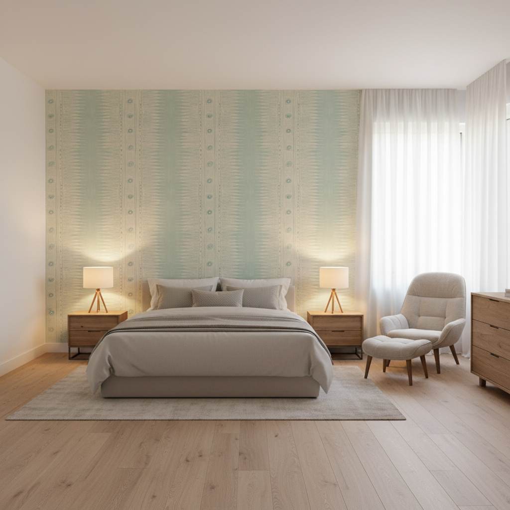 Indian Zag Aqua — Bedroom Room Setting