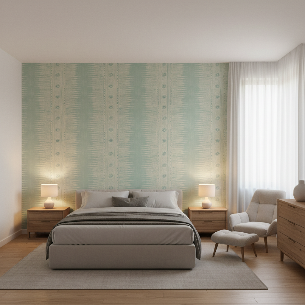 Indian Zag Aqua — Bedroom Room Setting