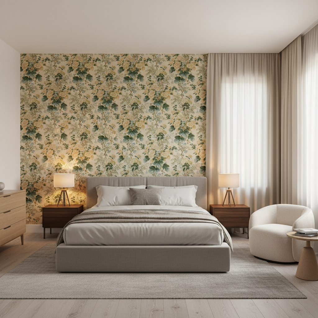 Hollyhock Hdb Lemon/Aqua — Bedroom Room Setting
