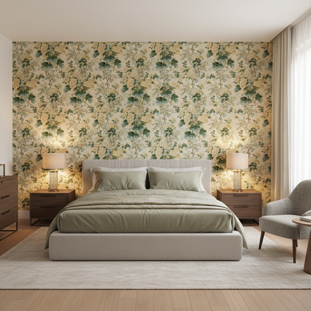 Hollyhock Hdb Lemon/Aqua — Bedroom Room Setting