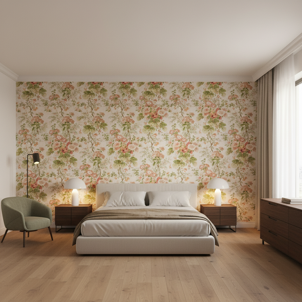 Hollyhock Hdb Coral/Apple — Bedroom Room Setting