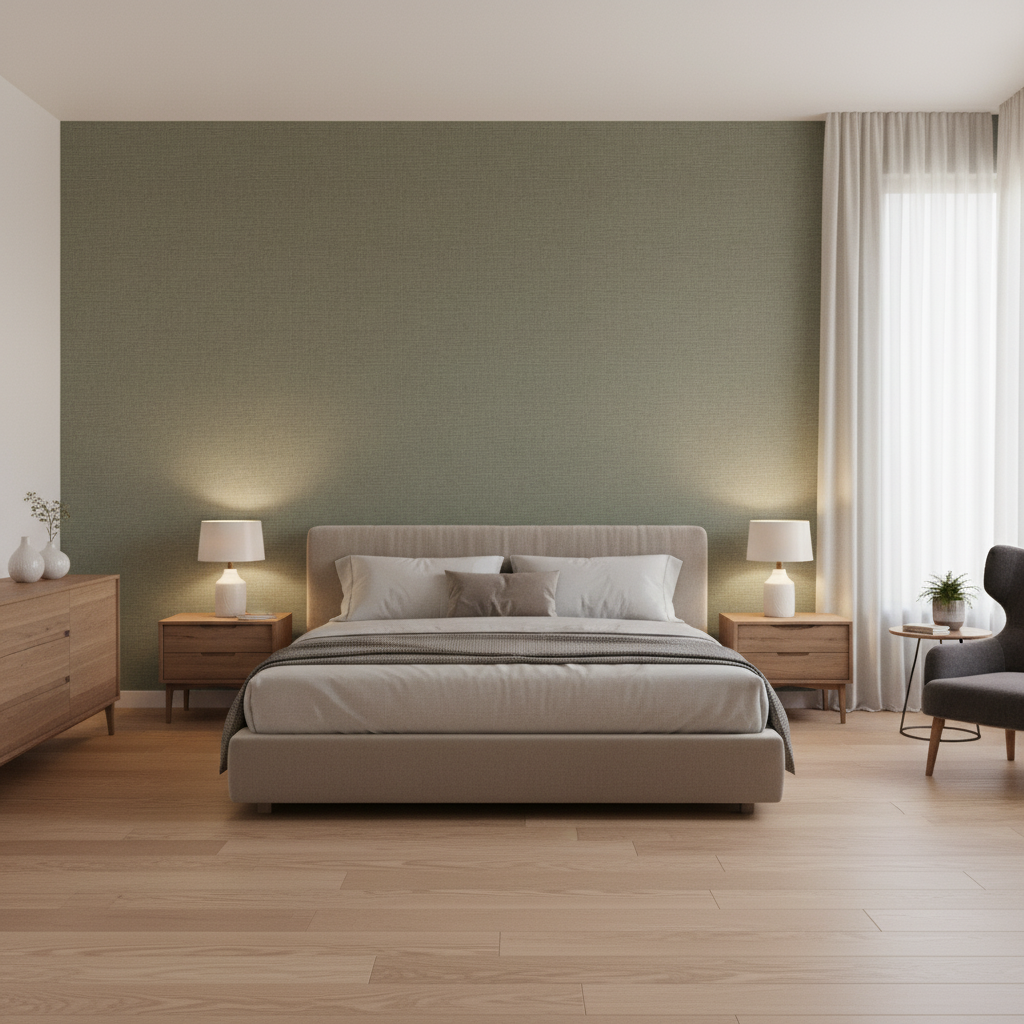 Dublin Linen sage green — Bedroom Room Setting