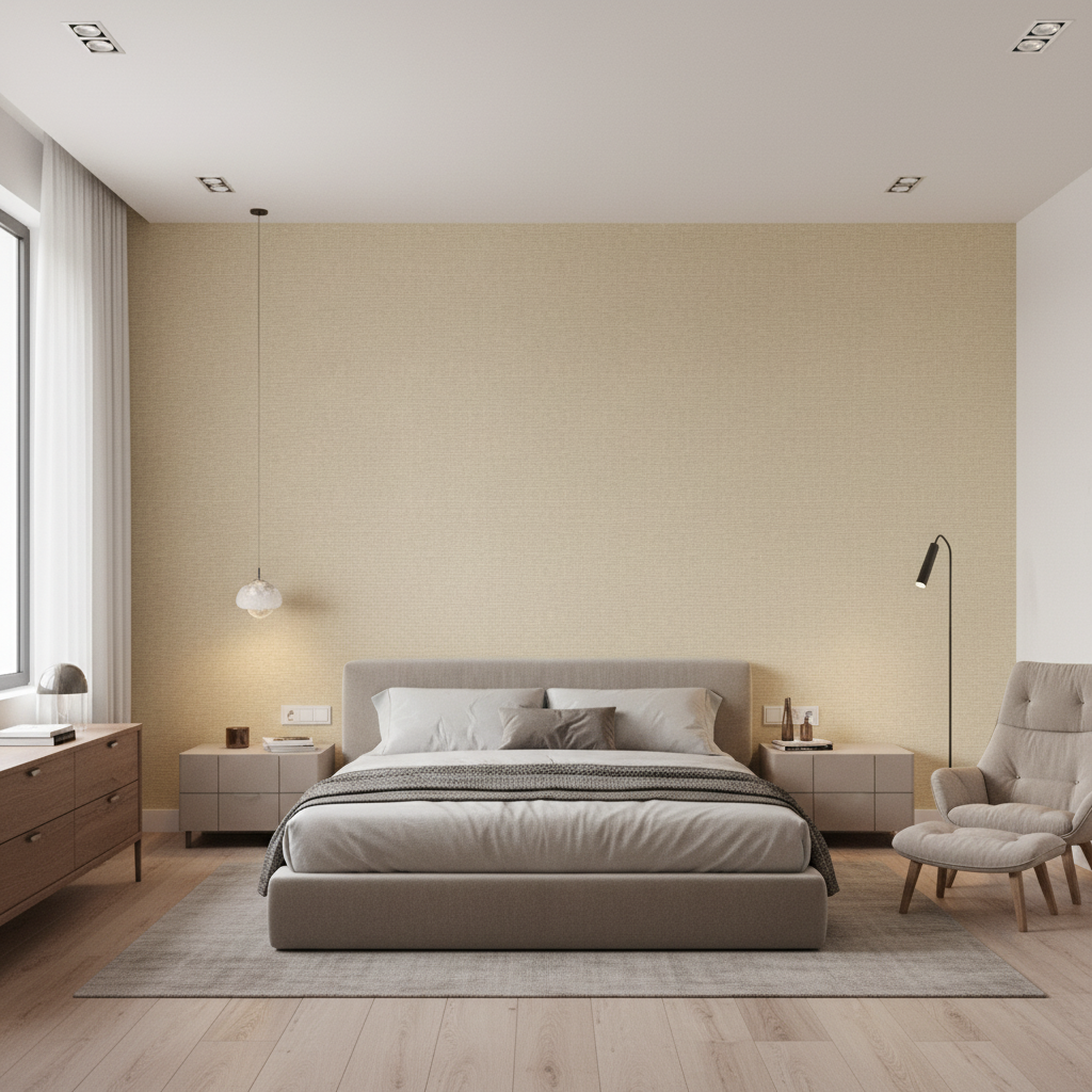 Dublin Linen Pebble — Bedroom Room Setting