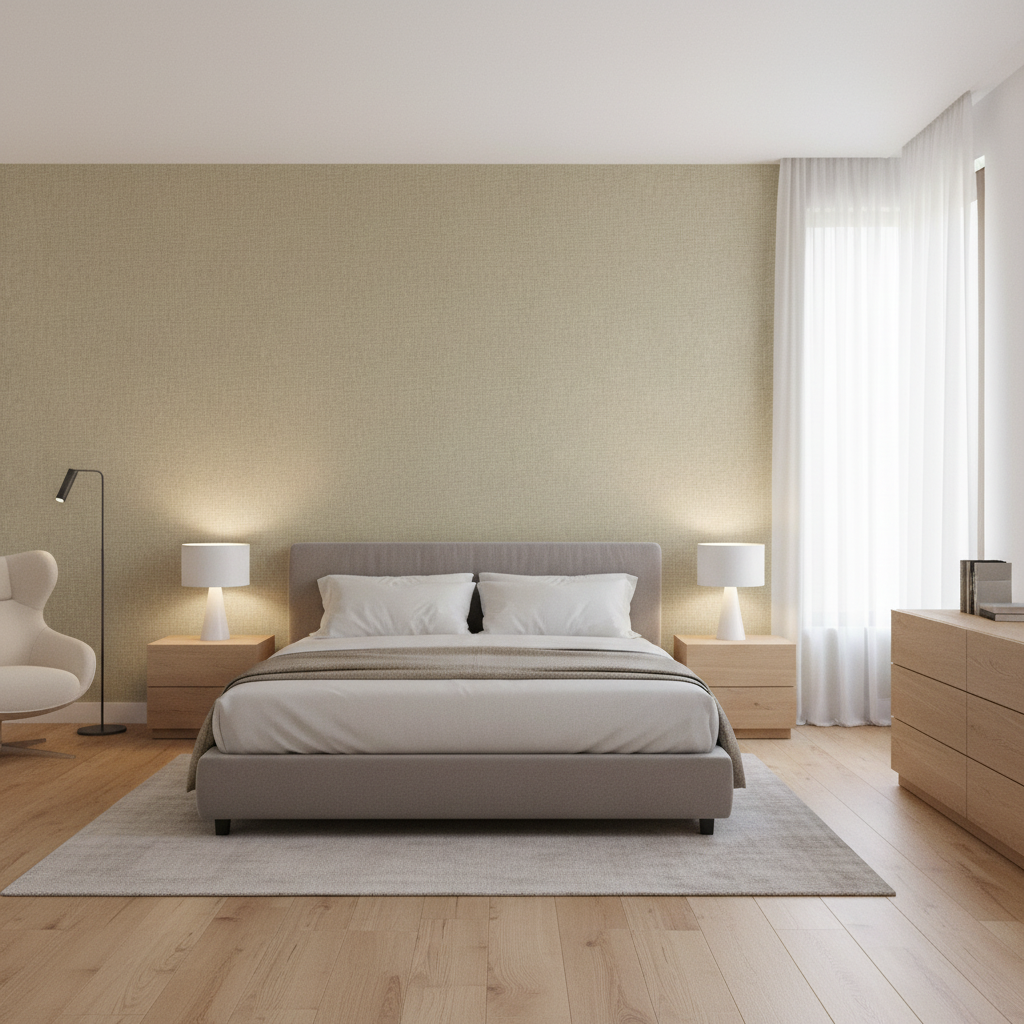 Dublin Linen Steel — Bedroom Room Setting