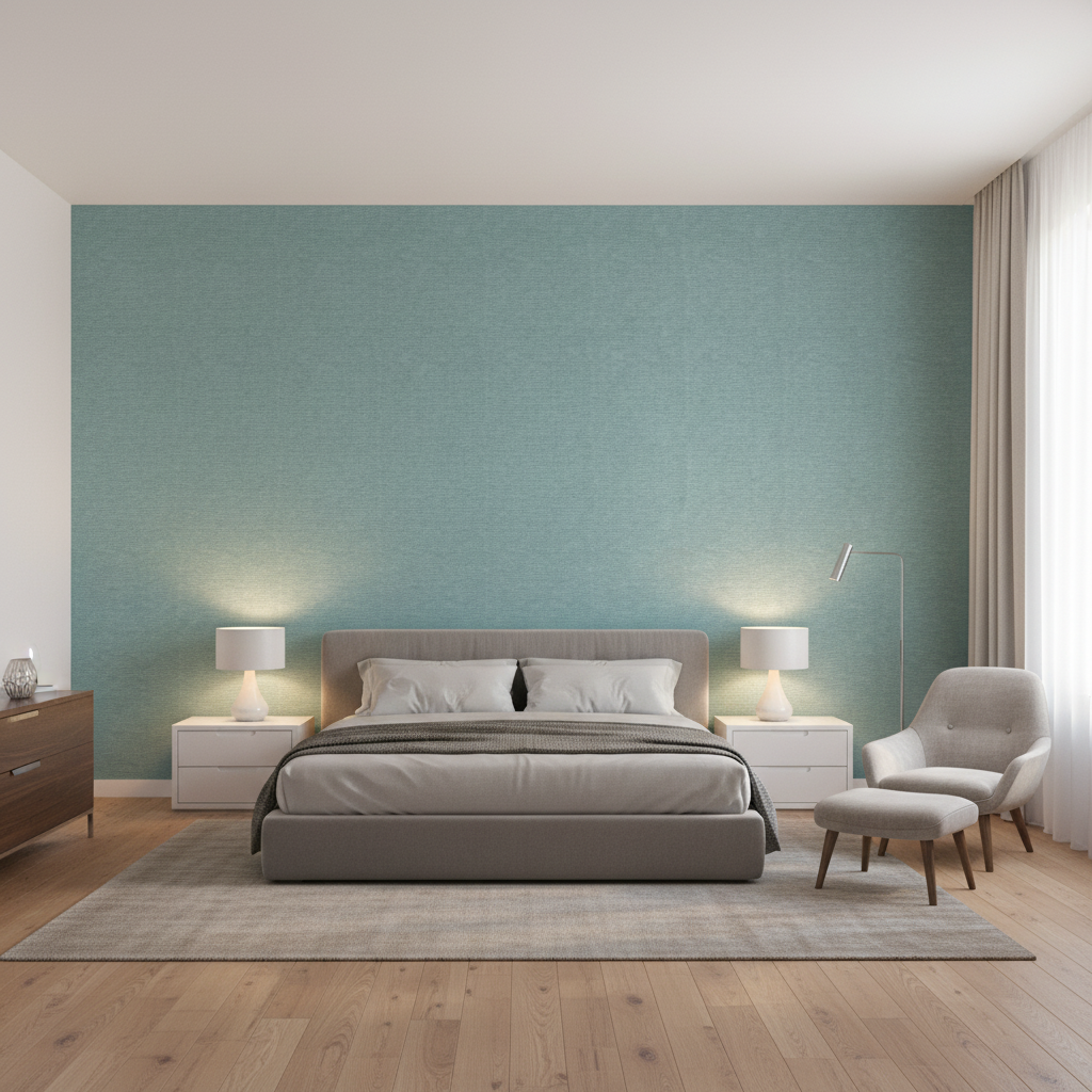 Dublin Linen pale teal — Bedroom Room Setting