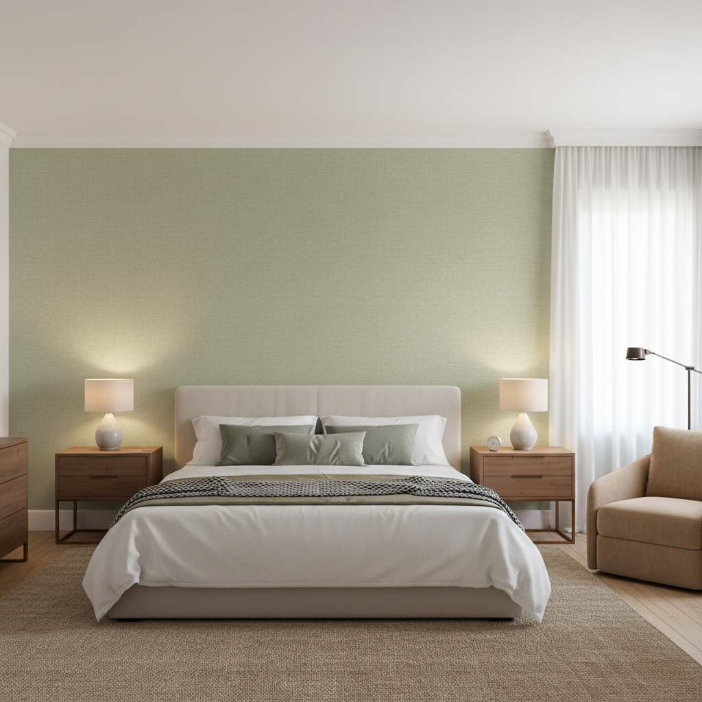 Dublin Linen sage green — Bedroom Room Setting