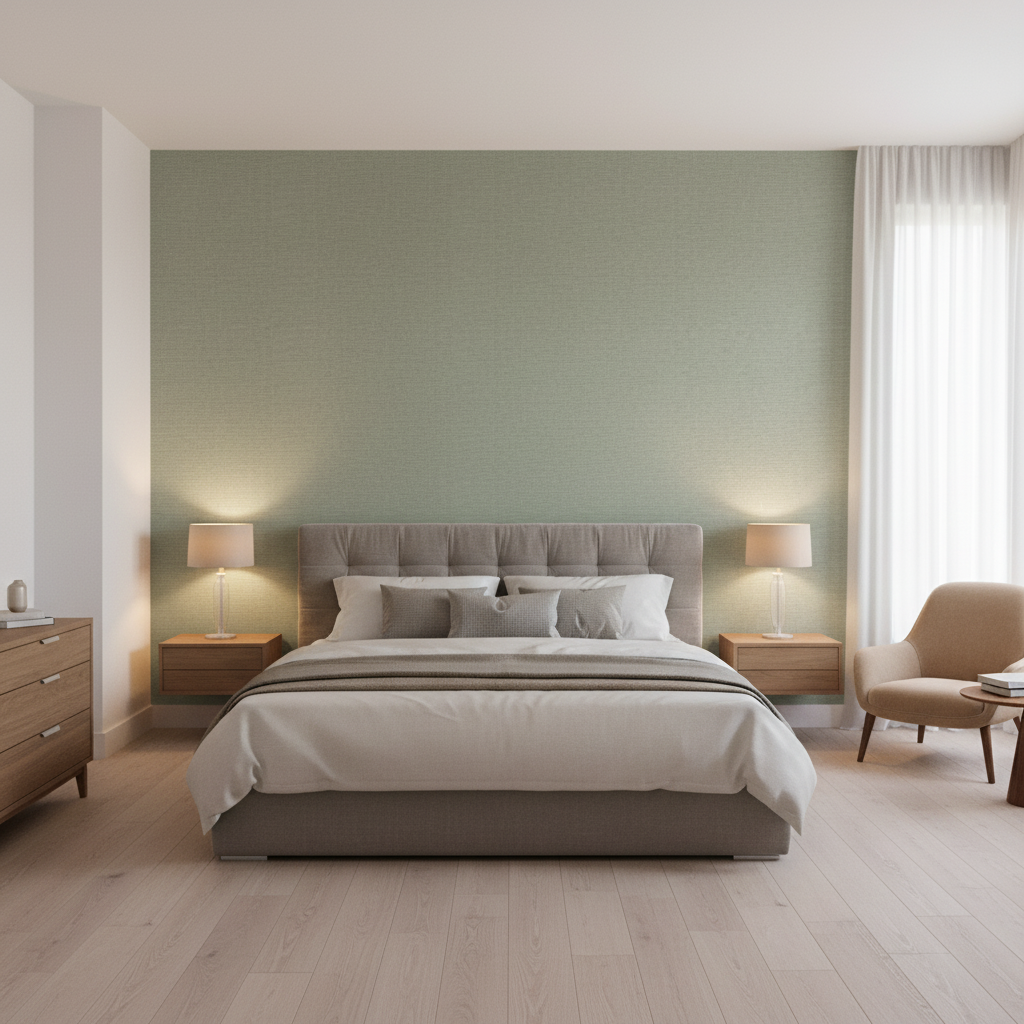 Dublin Linen sage green — Bedroom Room Setting