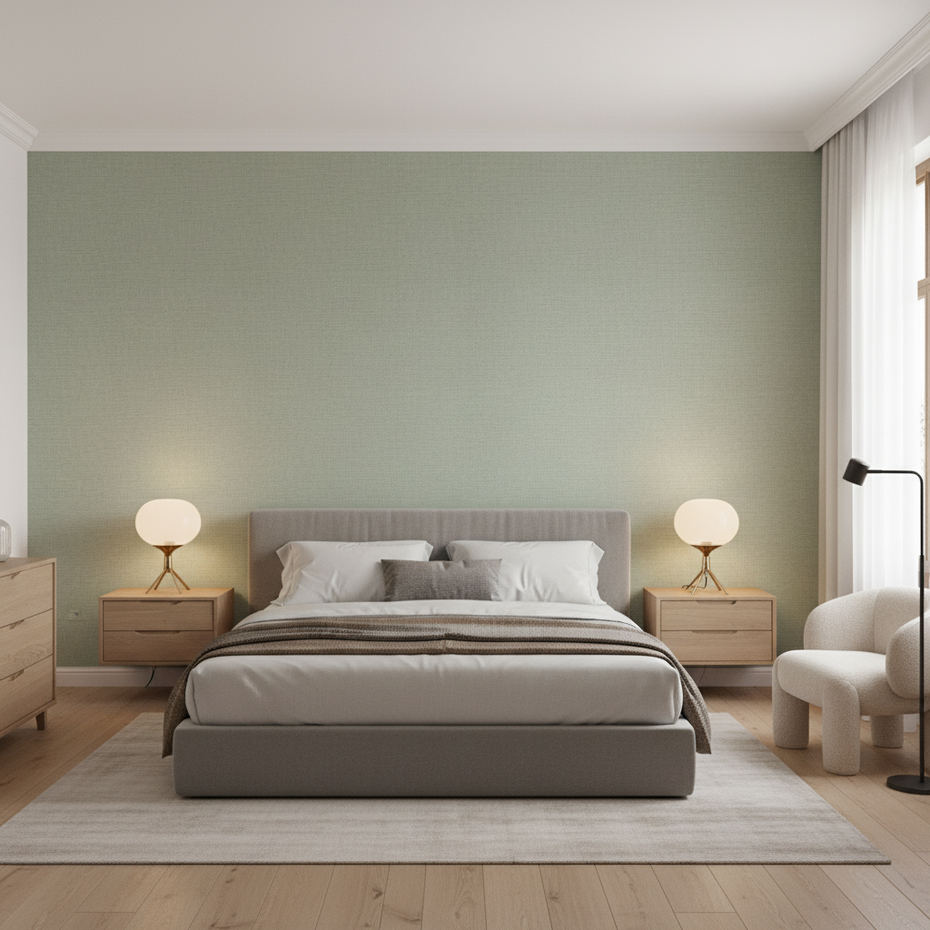 Dublin Linen sage green — Bedroom Room Setting