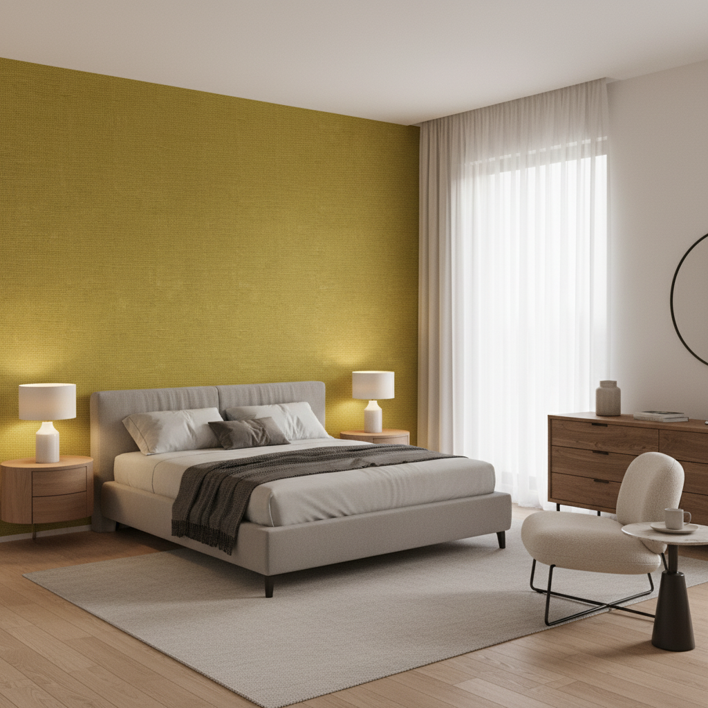 Dublin Linen olive — Bedroom Room Setting