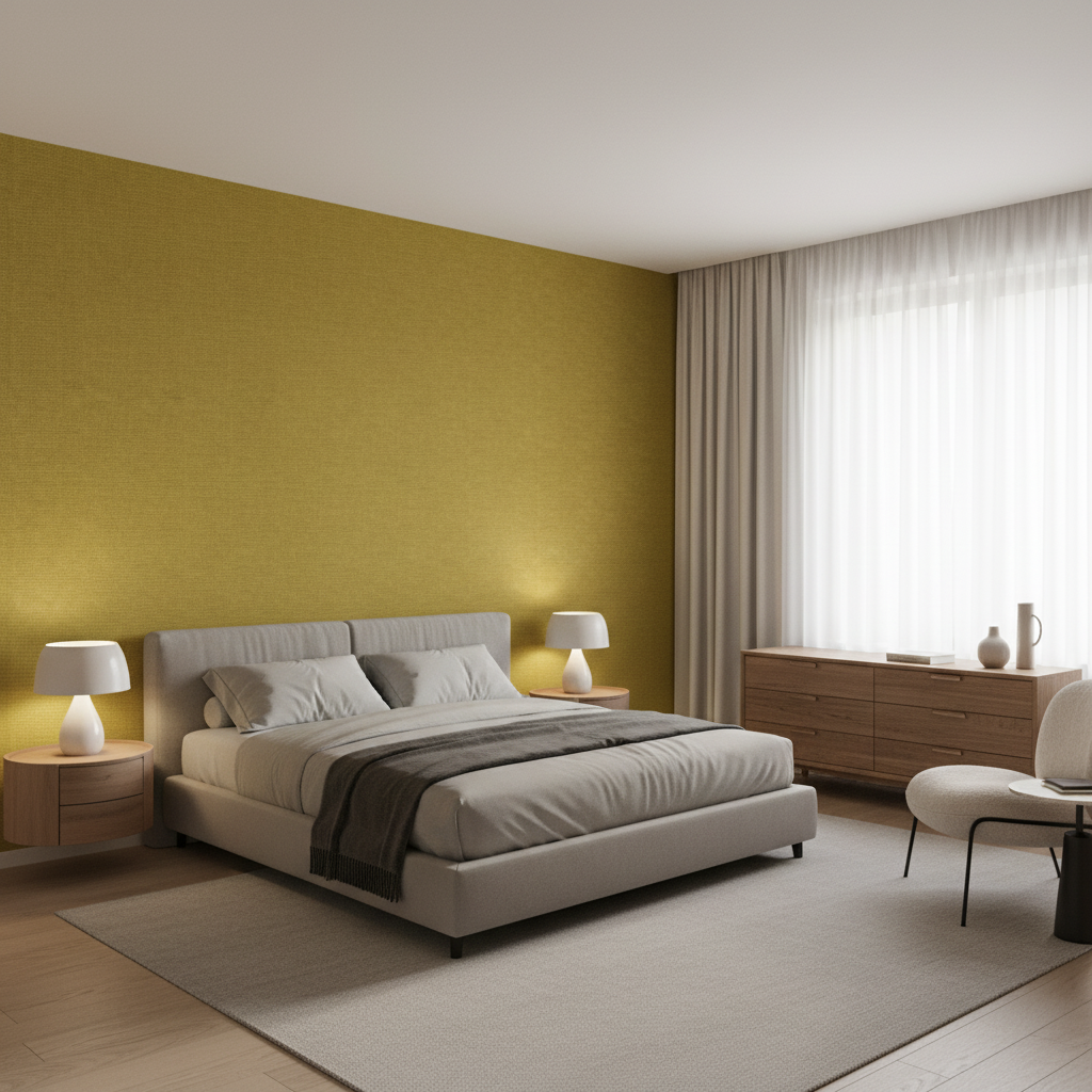 Dublin Linen olive — Bedroom Room Setting
