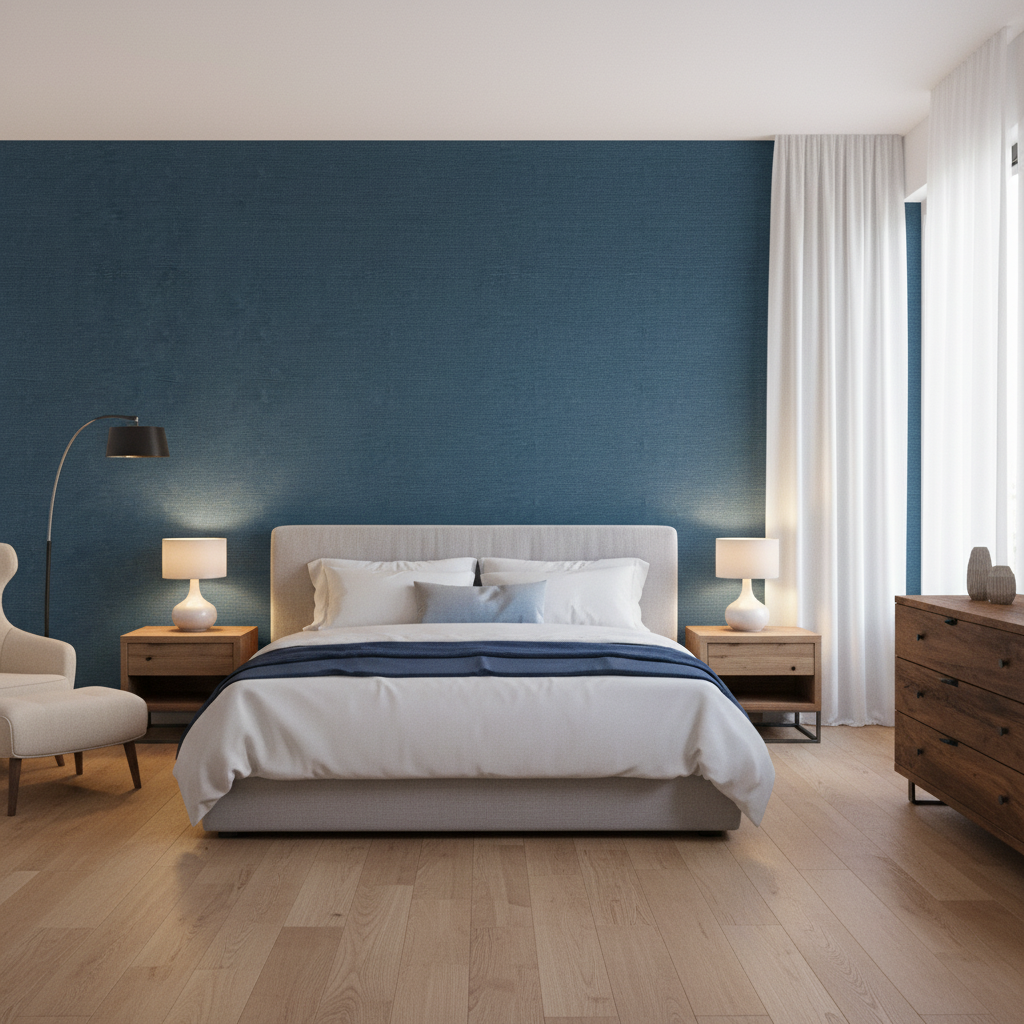 Dublin Linen steel blue — Bedroom Room Setting