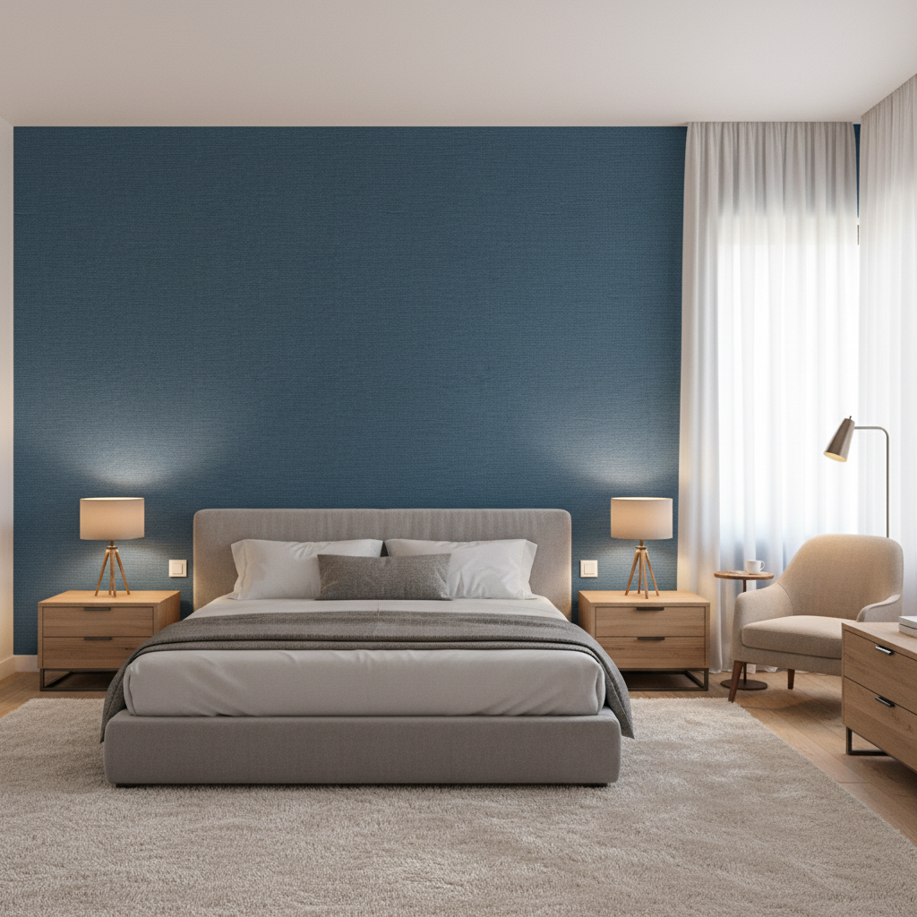 Dublin Linen steel blue — Bedroom Room Setting