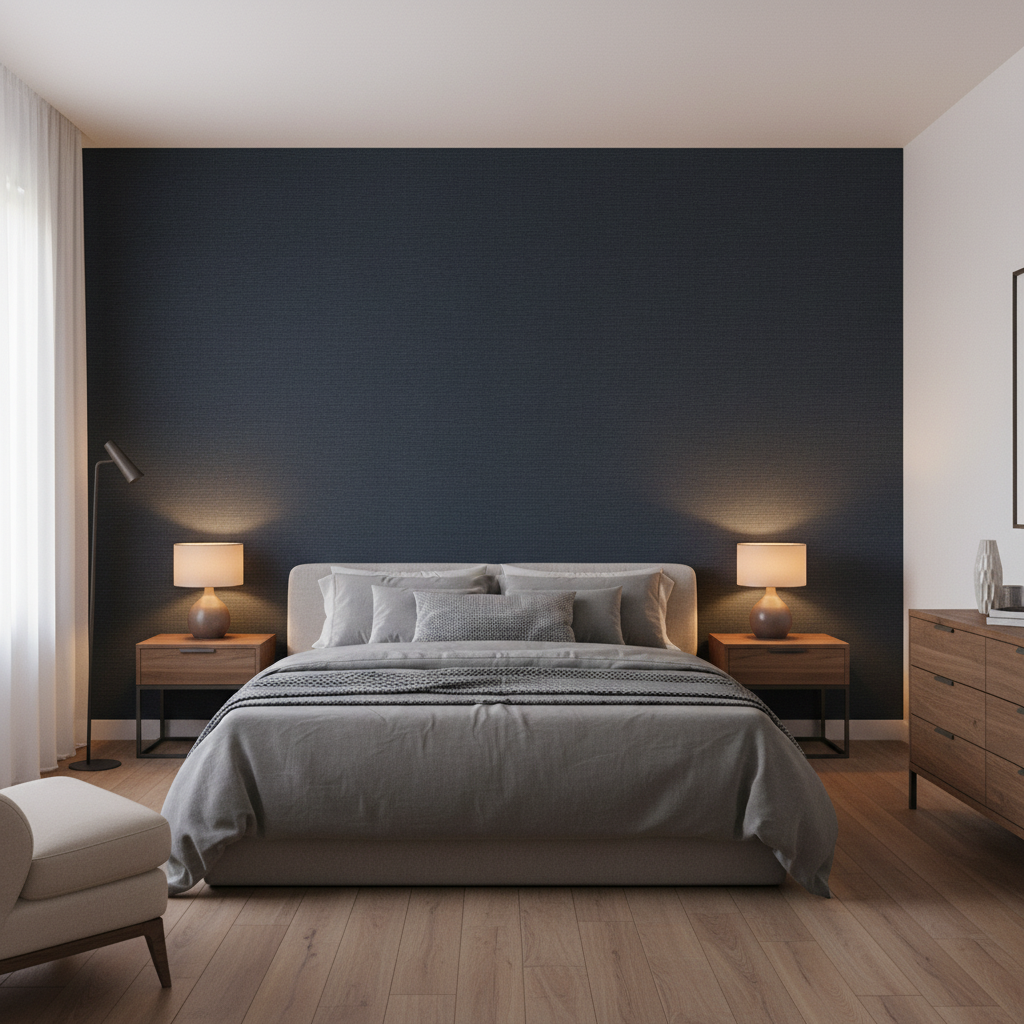 Dublin Linen dark slate gray — Bedroom Room Setting