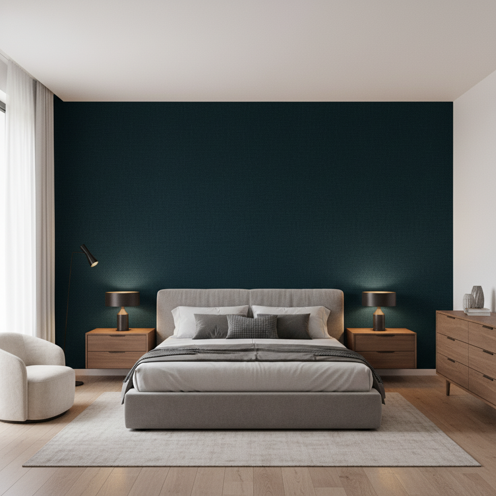 Dublin Linen Indigo — Bedroom Room Setting