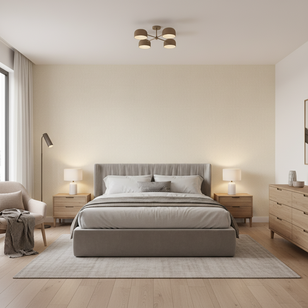Watermill Linen Cream — Bedroom Room Setting