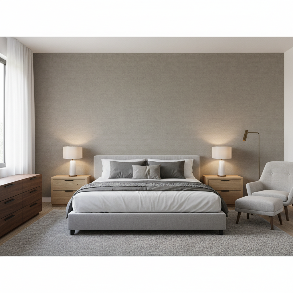 Watermill Linen taupe — Bedroom Room Setting