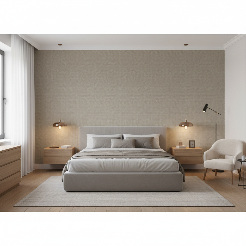Watermill Linen taupe — Bedroom Room Setting