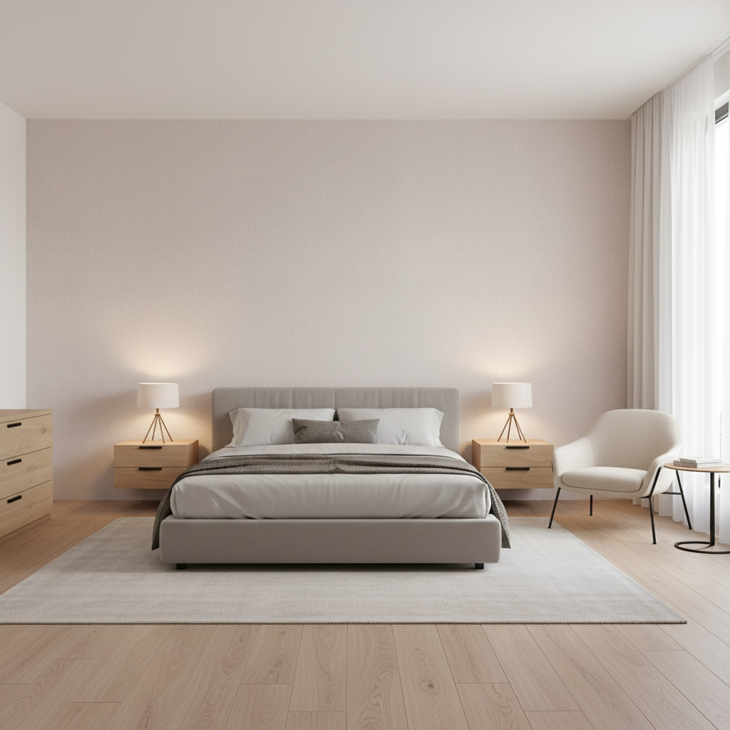 Watermill Linen Mist — Bedroom Room Setting