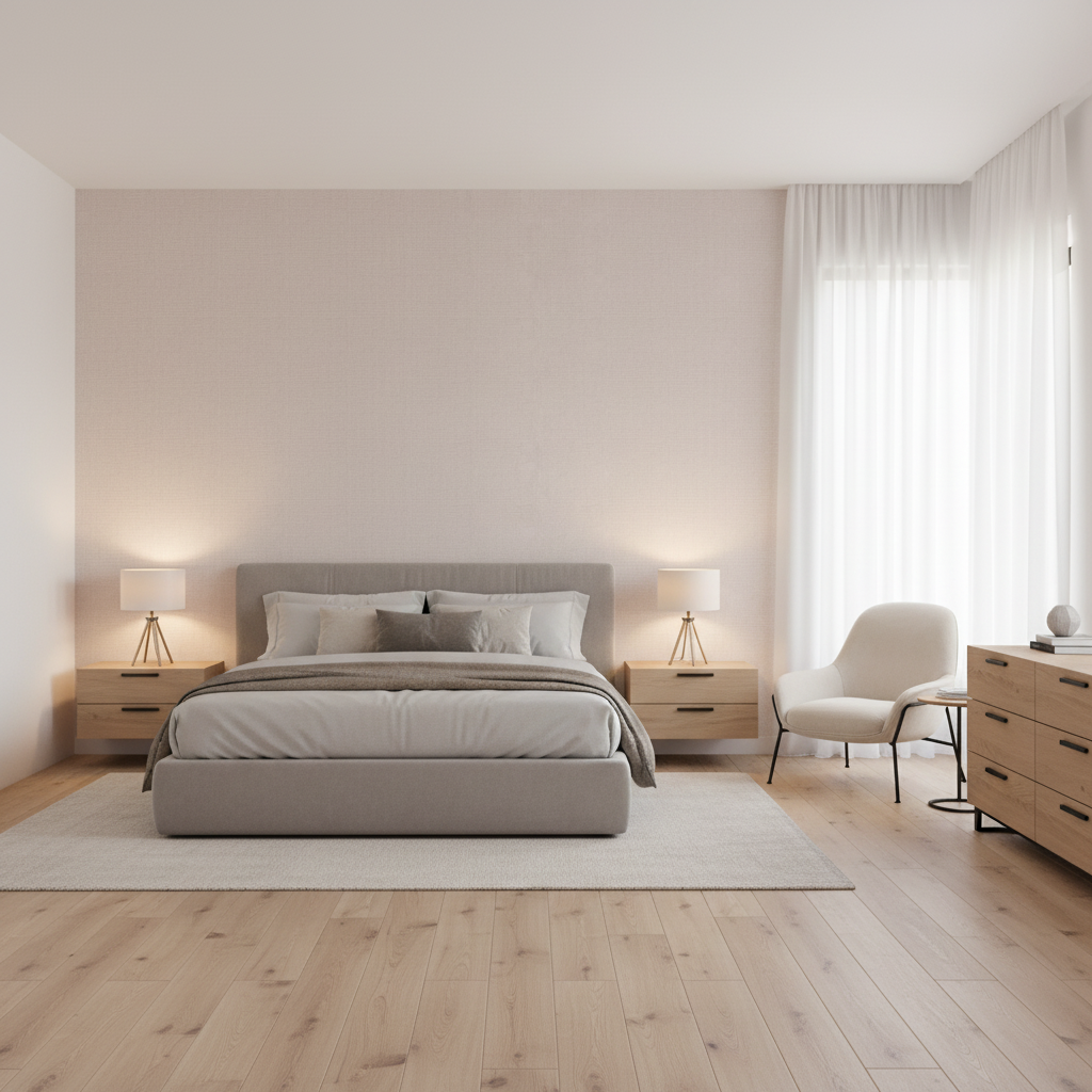 Watermill Linen Mist — Bedroom Room Setting