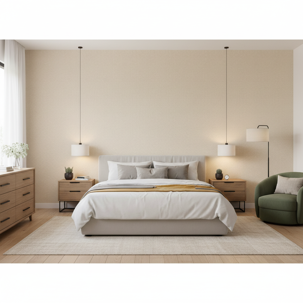 Watermill Linen beige — Bedroom Room Setting