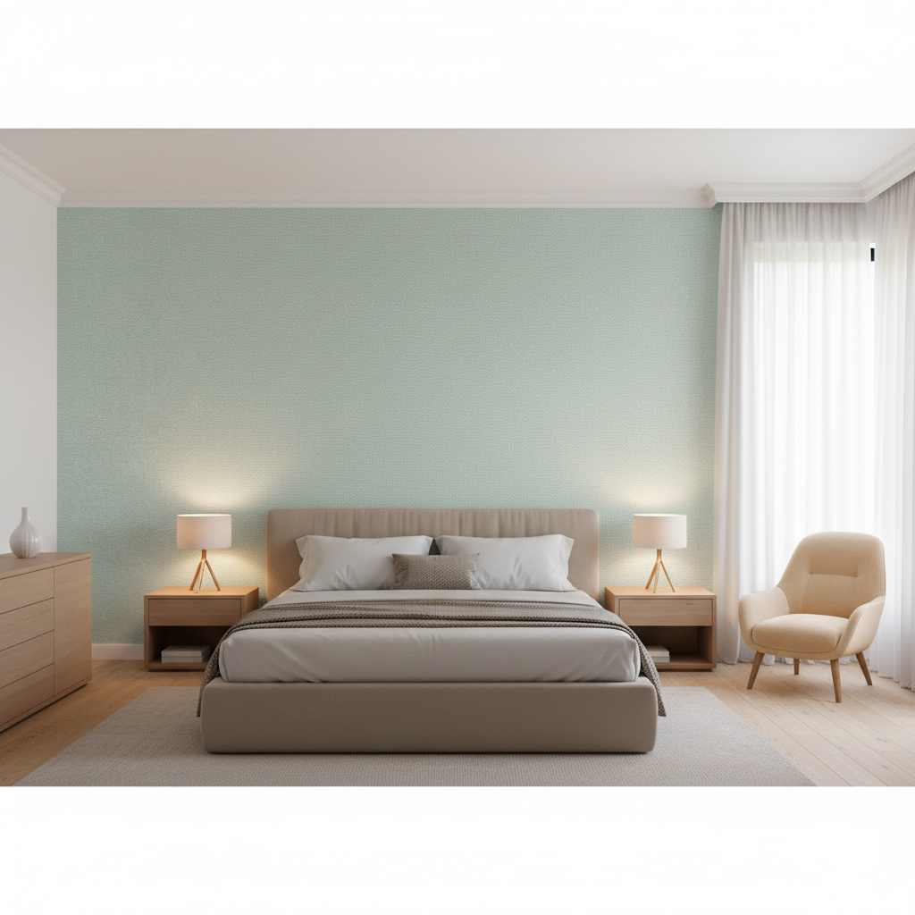 Watermill Linen pale green — Bedroom Room Setting