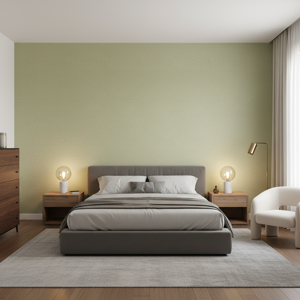 Watermill Linen pale green — Bedroom Room Setting