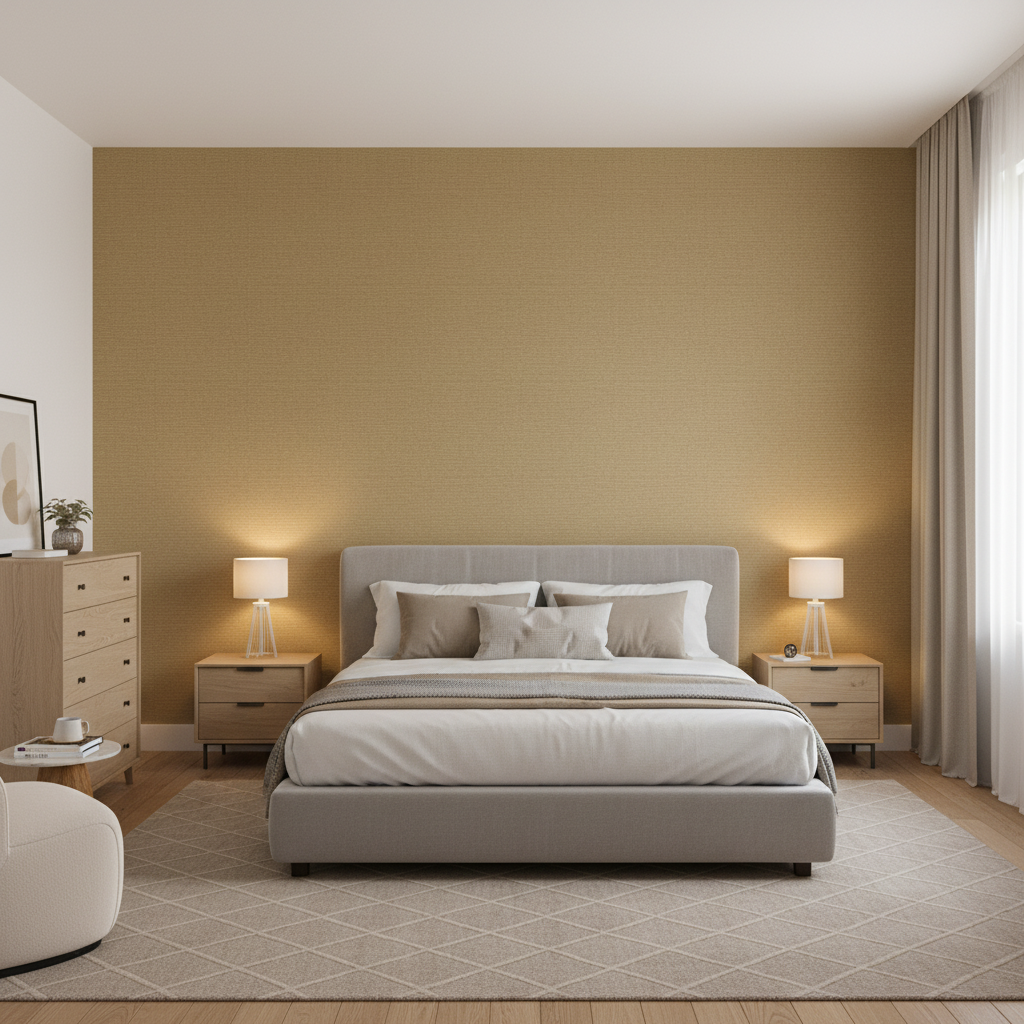 Watermill Linen Gold — Bedroom Room Setting