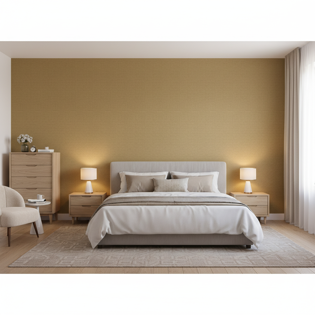 Watermill Linen Gold — Bedroom Room Setting