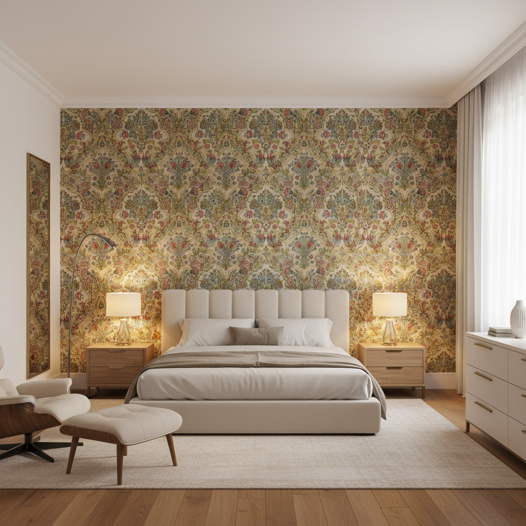 Tetbury Rose/Aqua — Bedroom Room Setting