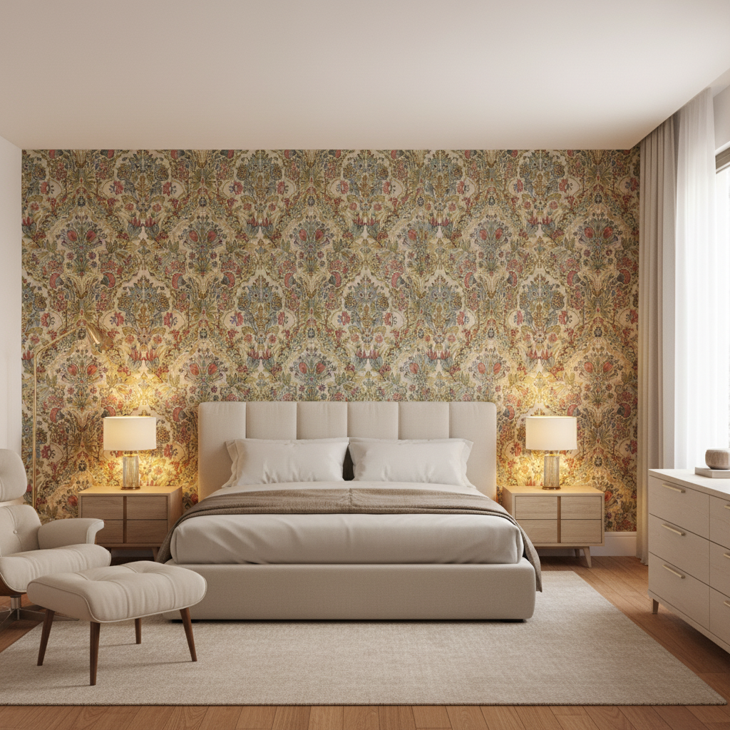 Tetbury Rose/Aqua — Bedroom Room Setting