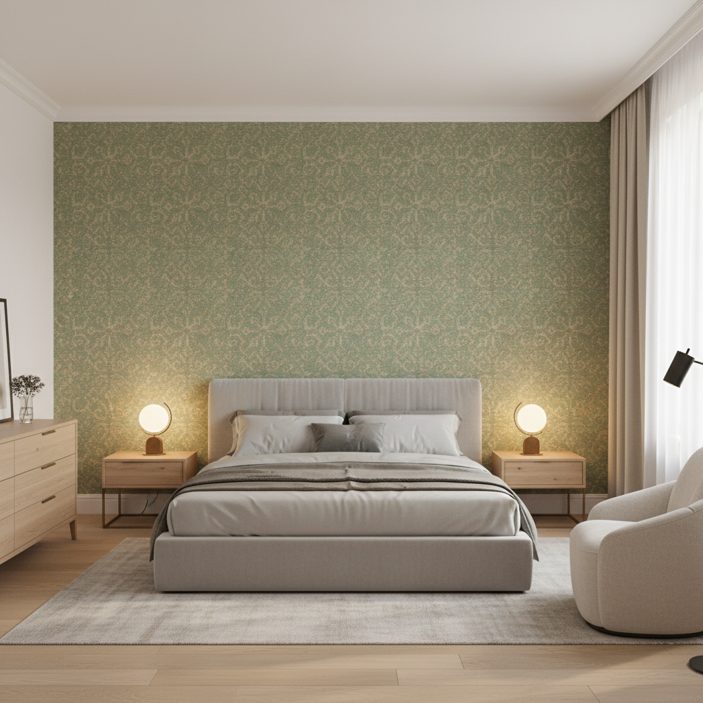 Chantilly Weave Sage — Bedroom Room Setting