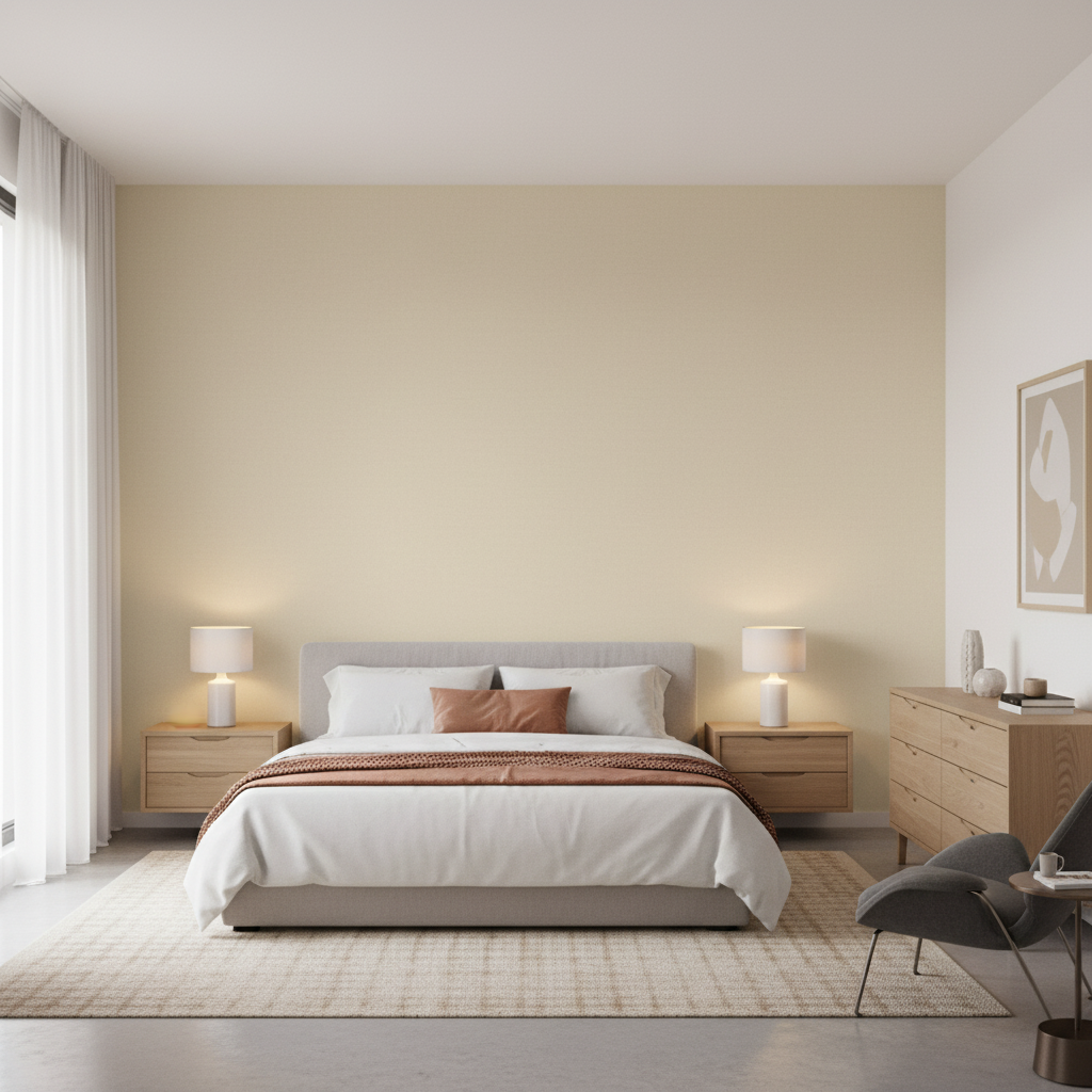 Oxford Velvet beige — Bedroom Room Setting