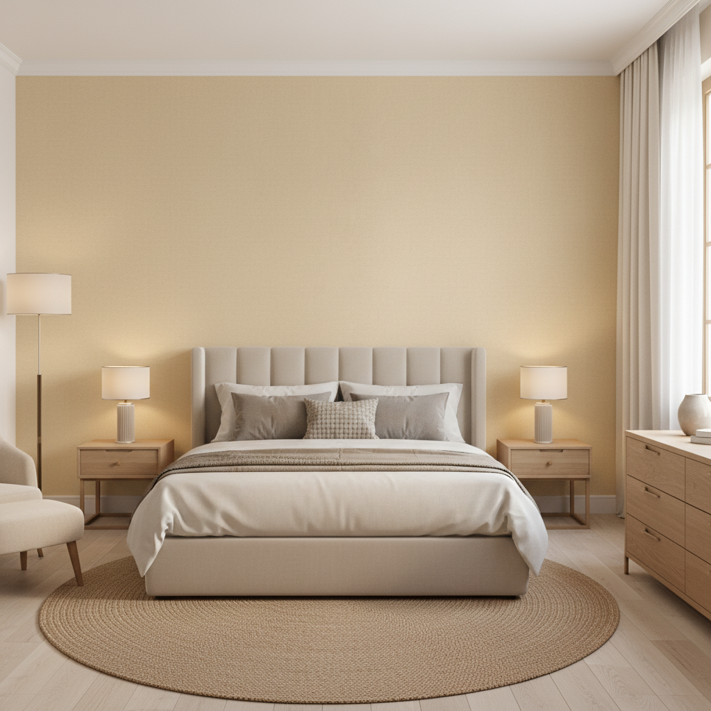 Oxford Velvet Cream — Bedroom Room Setting