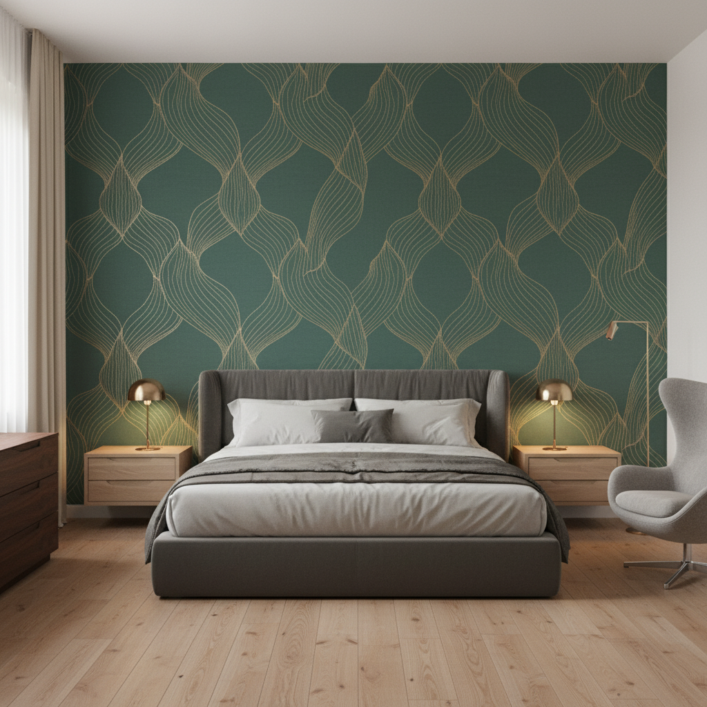 Oxford Velvet teal — Bedroom Room Setting