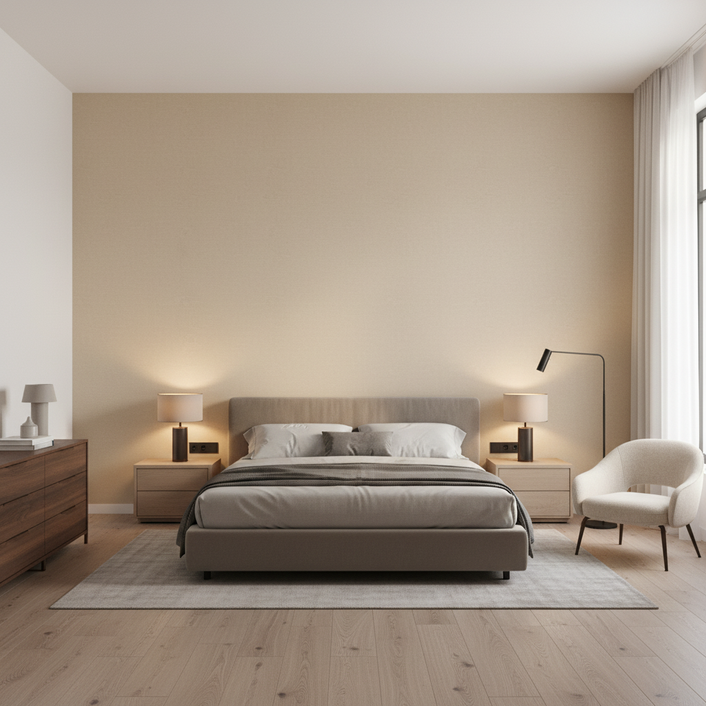 Oxford Velvet Sand — Bedroom Room Setting