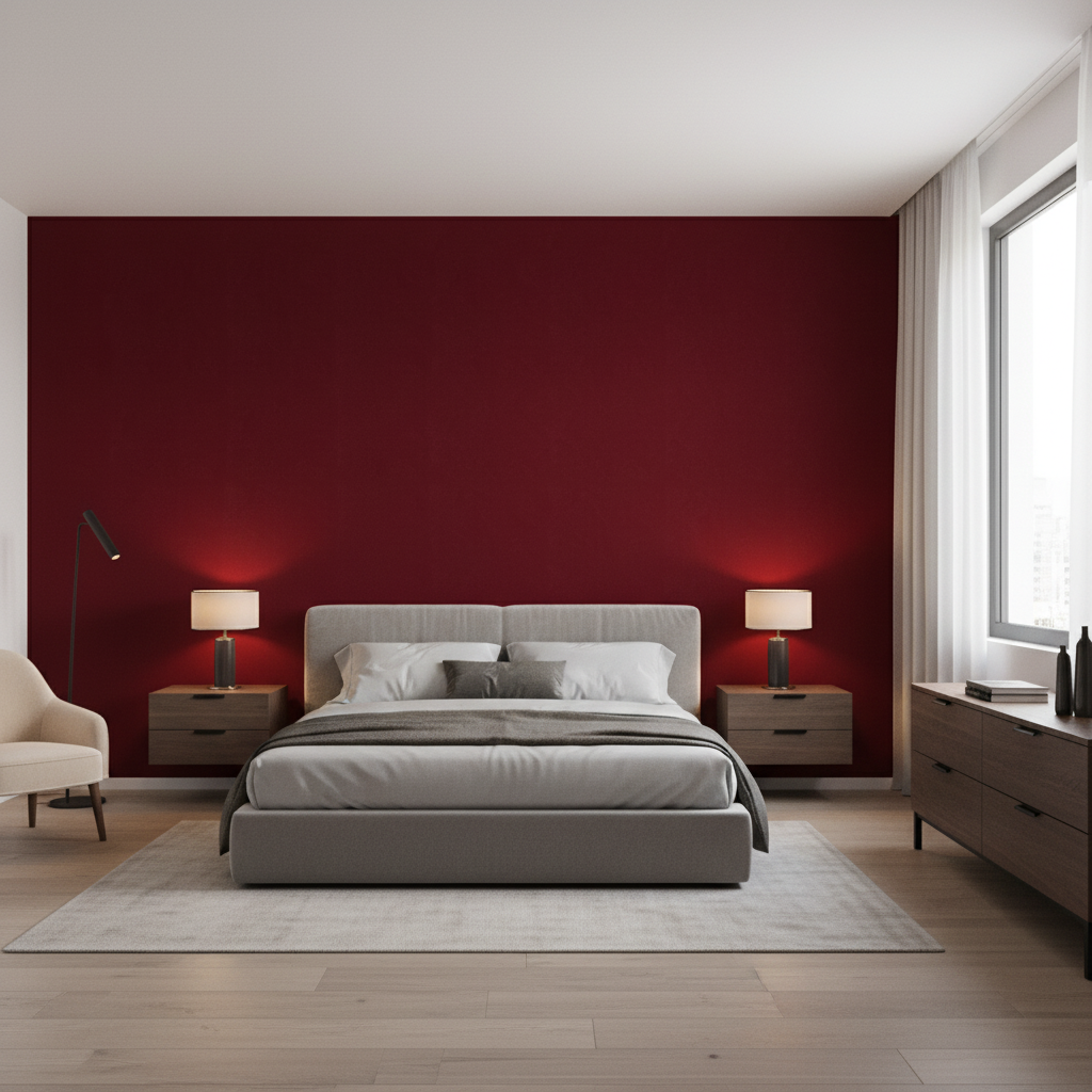 Oxford Velvet burgundy — Bedroom Room Setting
