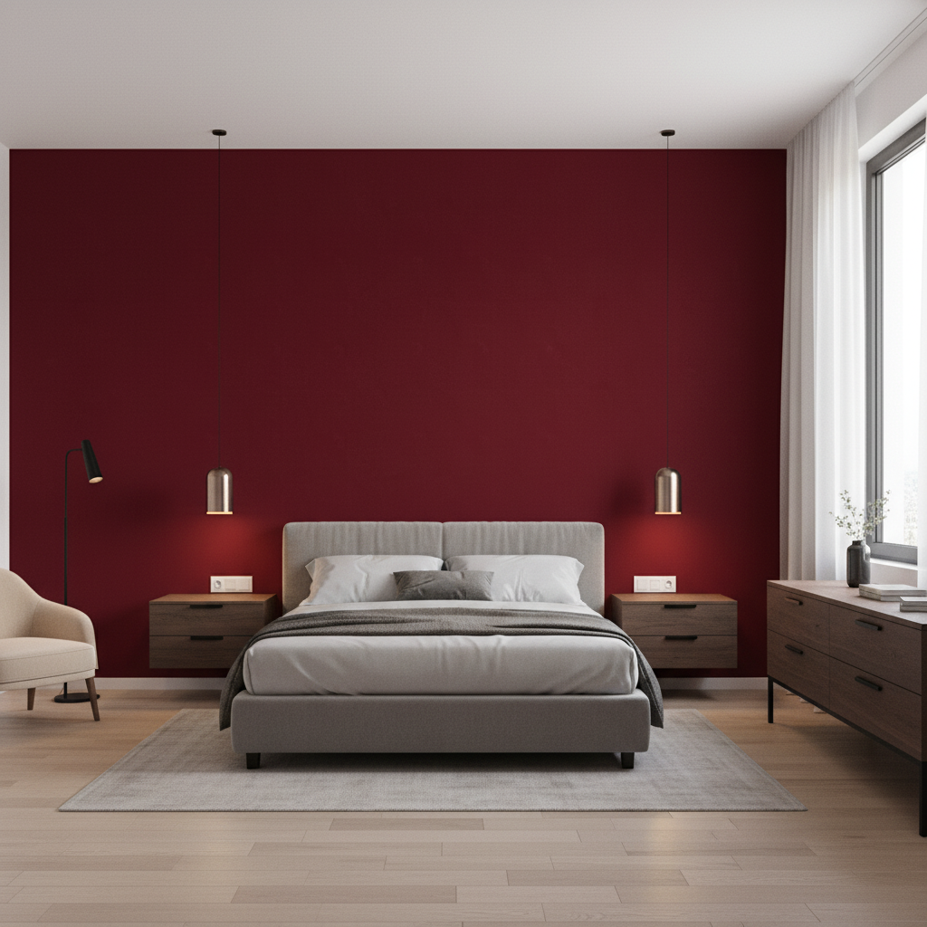 Oxford Velvet burgundy — Bedroom Room Setting