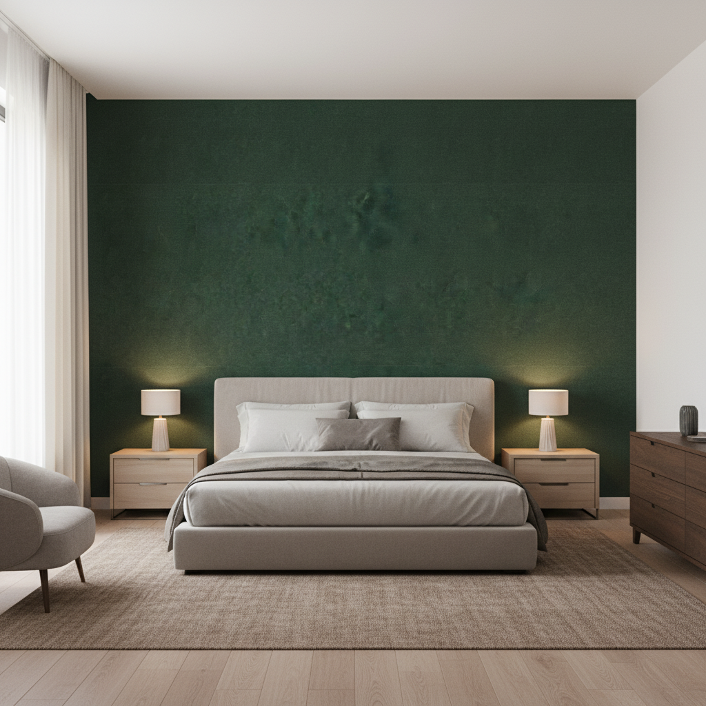 Oxford Velvet Sea Green — Bedroom Room Setting