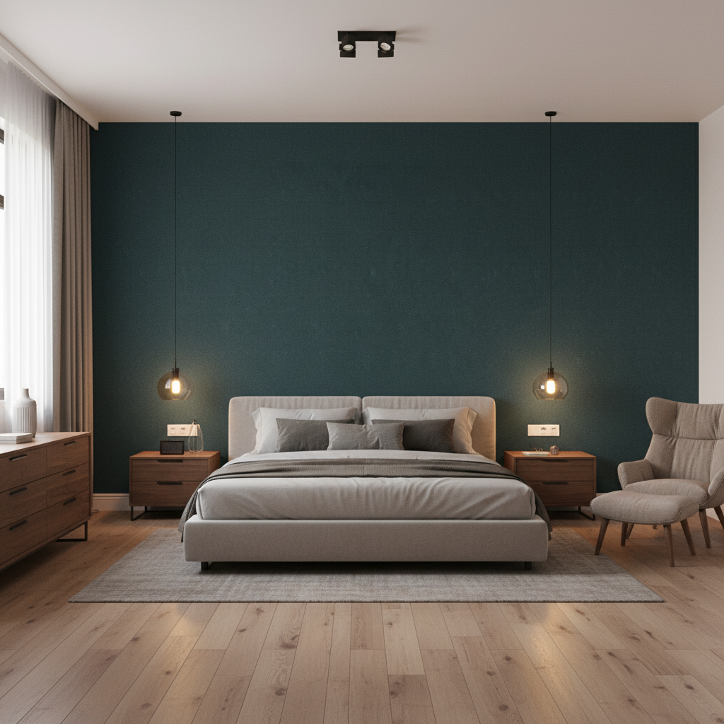 Oxford Velvet Teal — Bedroom Room Setting