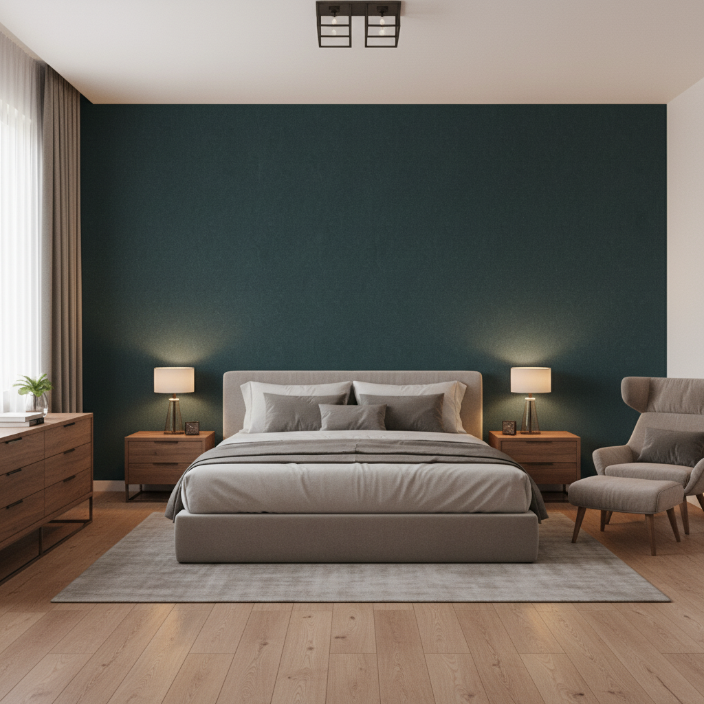 Oxford Velvet Teal — Bedroom Room Setting