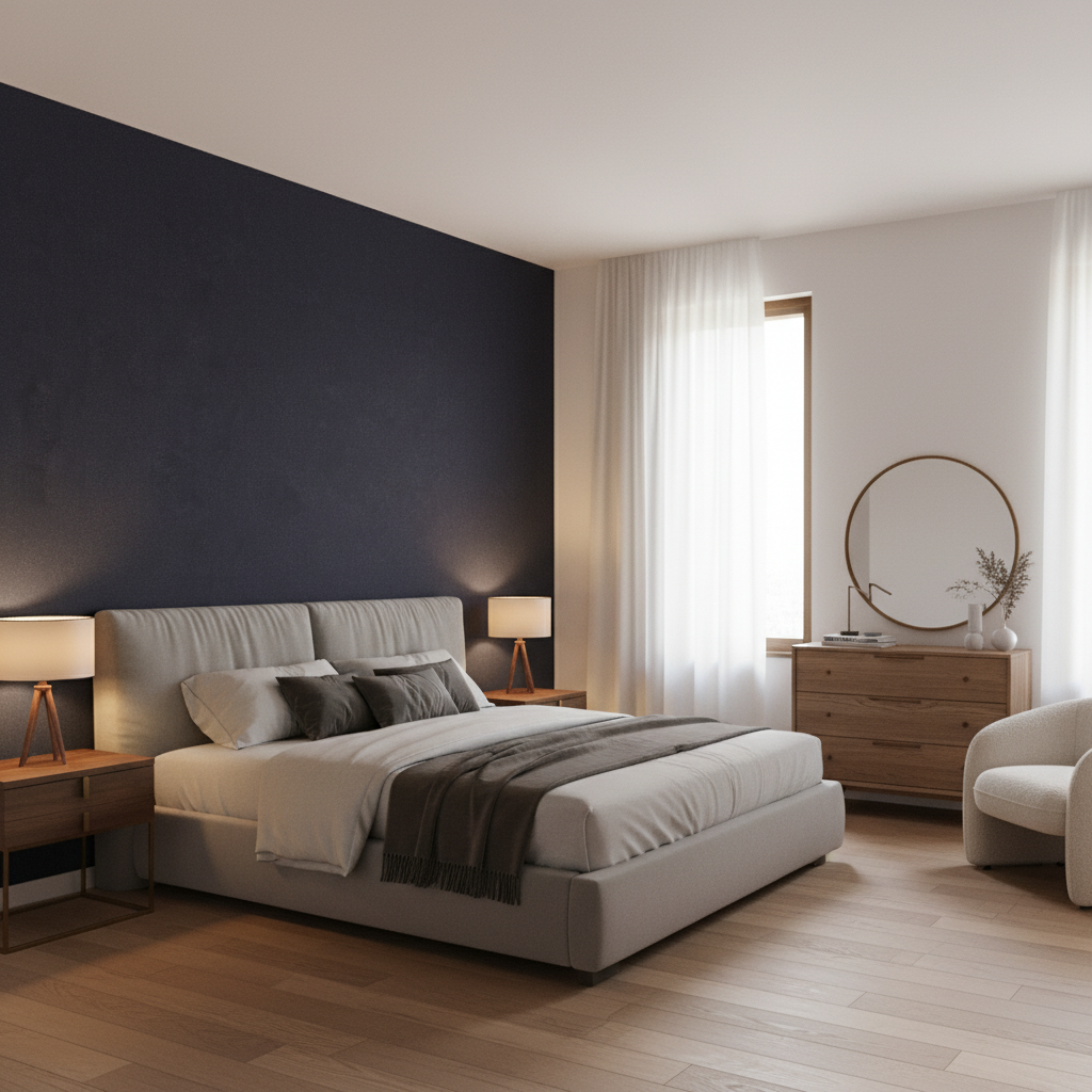 Oxford Velvet Azure — Bedroom Room Setting