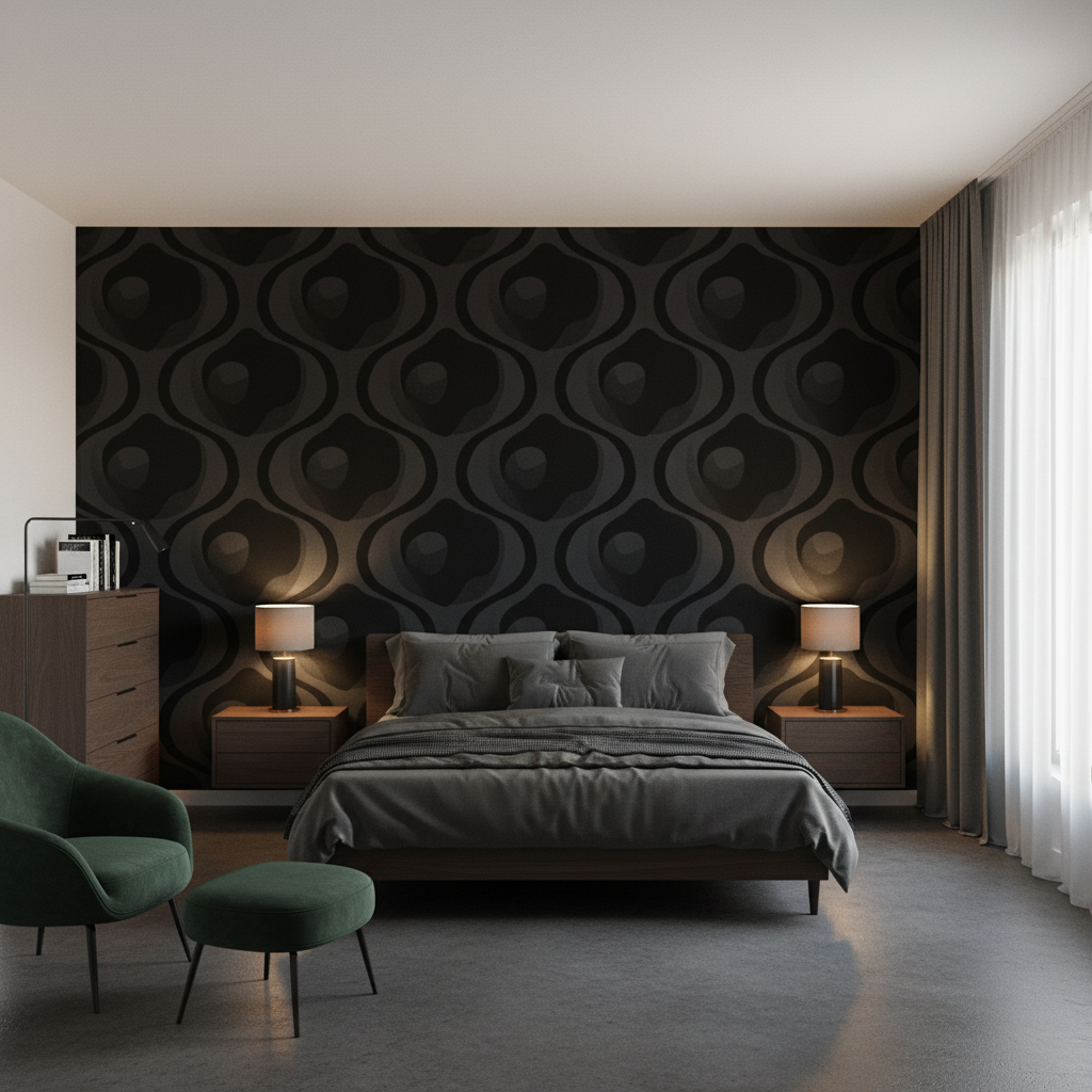 Oxford Velvet Noir — Bedroom Room Setting