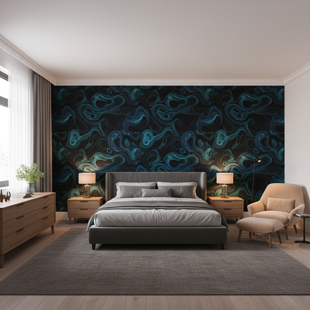 Oxford Velvet Noir — Bedroom Room Setting