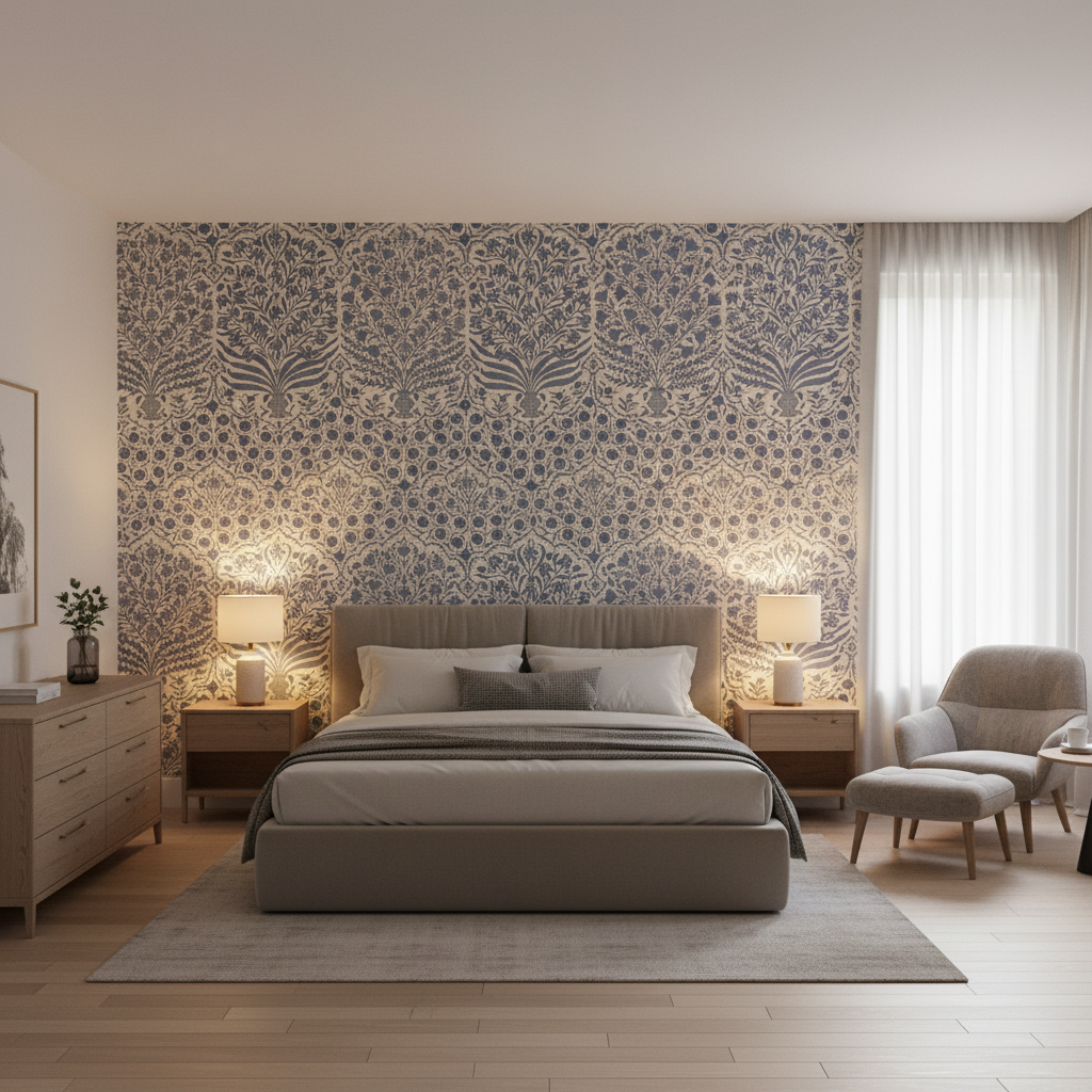 Sameera Blue/Indigo — Bedroom Room Setting