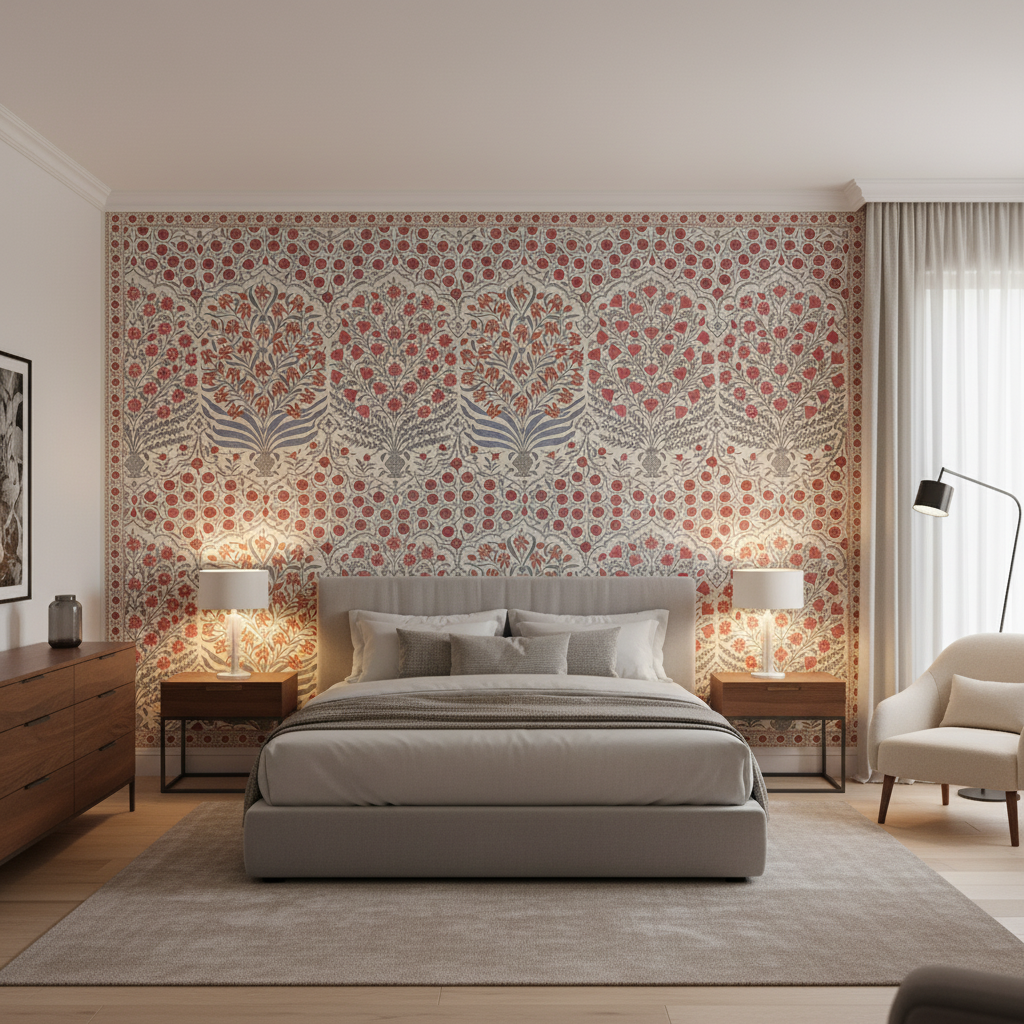 Sameera Red/Blue — Bedroom Room Setting