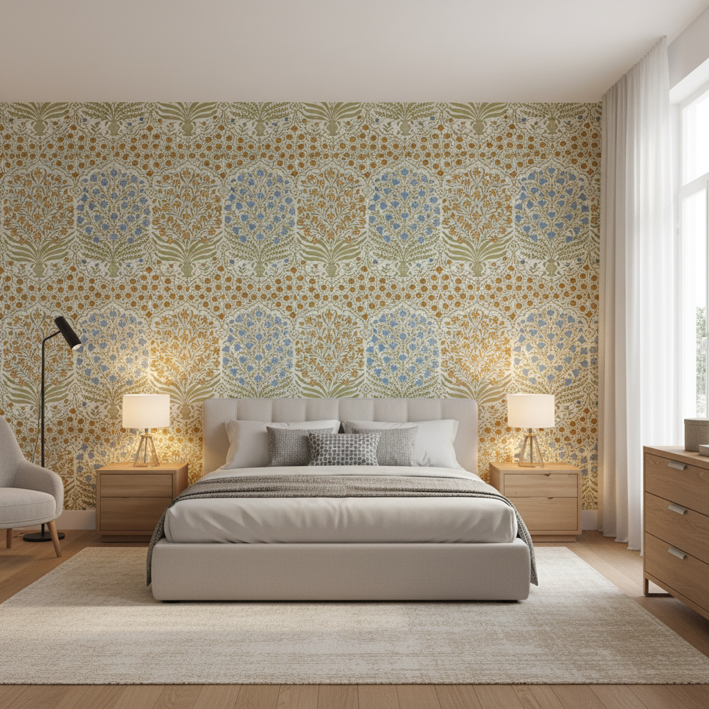 Sameera Sapphire/Gold — Bedroom Room Setting