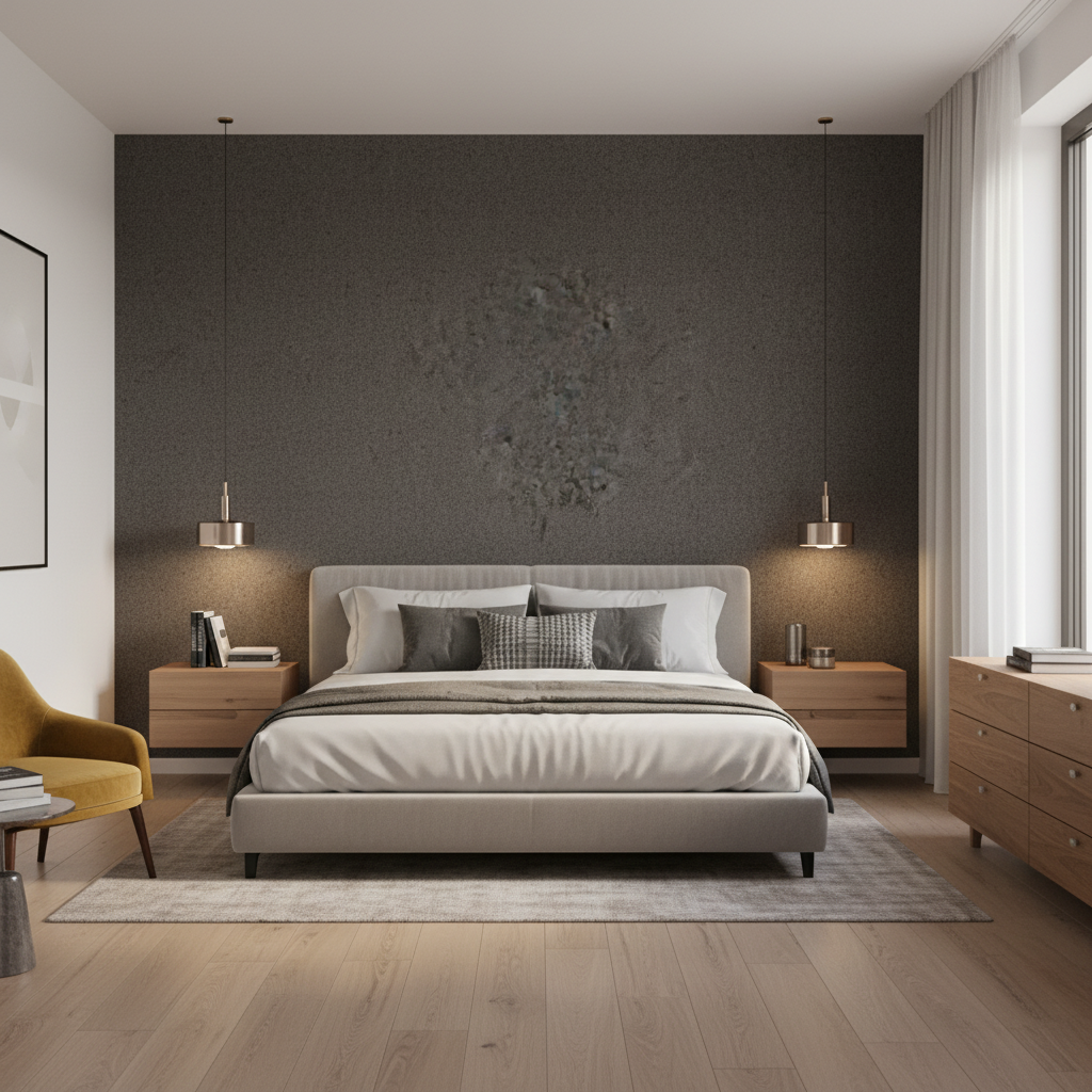 Skye Wool Charcoal — Bedroom Room Setting