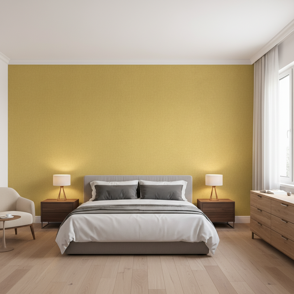 Skye Wool mustard — Bedroom Room Setting